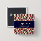 新婦付添人ボタンの赤い花パターンV2 缶バッジ (正面&裏面)