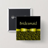 新婦付添人ボタン-金ゴールド--を結婚する100つのロゼット 缶バッジ (正面&裏面)