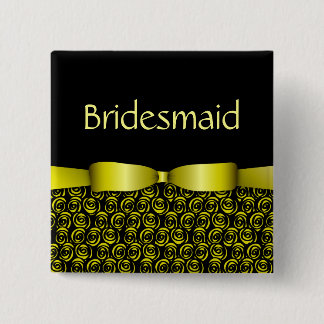 新婦付添人ボタン-金ゴールド--を結婚する100つのロゼット 缶バッジ