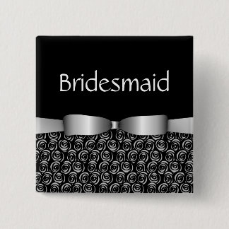 新婦付添人ボタン-銀--を結婚する100つのロゼット 缶バッジ