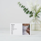 新婦付添人手の綴じひものウェディングドレスの写真 名刺 (スタンド正面)