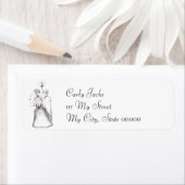 新婦図解入りの、写真付きの差出人住所 ラベル (インサイチュ)