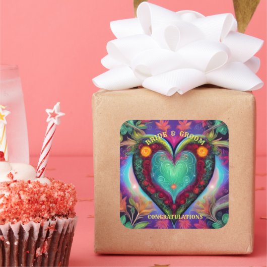 新婦新郎に祝福を！ スクエアシール (パーティー)