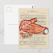 新婦新郎のカップルアート ポストカード (正面/裏面)