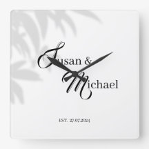 新婦新郎のブラック＆ホワイトテーマクロック