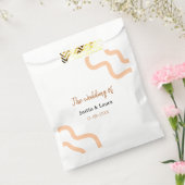 新婦新郎の名前と日付を桃色の結婚式 フェイバーバッグ (封をした状態)