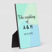 新婦新郎の名前のイニシャルと日付 フォトプラーク (側面)