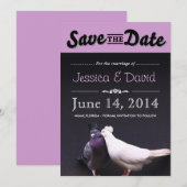 新婦新郎の鳩がお知らせする結婚式の招待状 セーブザデート (正面/裏面)