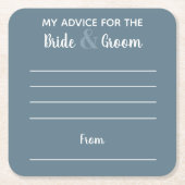 新婦新郎へのアドバイス グレー 楽しい スクエアペーパーコースター (正面)