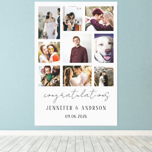 新婦新郎への素敵なプレゼントに最適な9枚の写真 キャンバスプリント (インサイチュ (ウッドフロア))