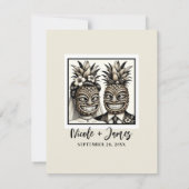 新婦新郎アロハパイナップルチキウェディング出欠確認 招待状 (裏面)