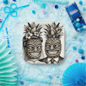 新婦新郎アロハパイナップルチキヘッドウェディング ペーパープレート (パーティー)