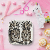 新婦新郎アロハパイナップルチキヘッドウェディング ペーパープレート (パーティー)