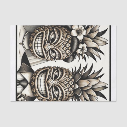 新婦新郎アロハパイナップルチキヘッドウェディング 薄葉紙 (正面)