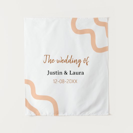 新婦新郎名前の日付桃の結婚式 タペストリー (正面)