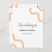 新婦新郎名前の日付桃の結婚式 ポストカード (正面/裏面)