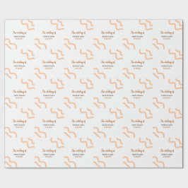 新婦新郎名前の日付桃の結婚式 ラッピングペーパー