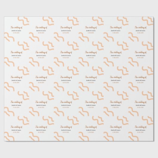 新婦新郎名前の日付桃の結婚式 ラッピングペーパー (フラット)