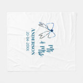 新婦新郎  名前 日付 結婚 記念品 リボン 青 緑 フリースブランケット (正面(横))