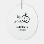 新婦新郎 姓 日付 年 結婚記念品 セラミックオーナメント (左)