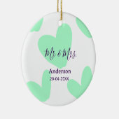 新婦新郎 姓 日付 年 結婚記念品 セラミックオーナメント (右)