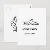 新婦新郎 姓 日付 年 結婚 記念品 ポストカード (正面/裏面)