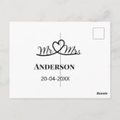 新婦新郎 姓 日付 年 結婚 記念品 ポストカード (裏面)