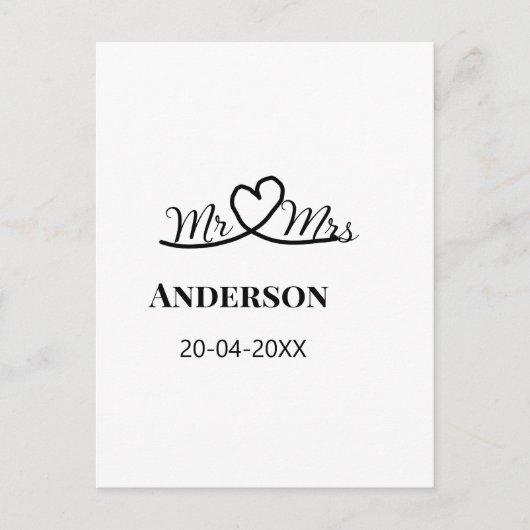 新婦新郎 姓 日付 年 結婚 記念品 ポストカード (正面)