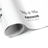 新婦新郎 姓 結婚式の日付 年 結婚記念品 御礼 ラッピングペーパー (ロールコーナー)