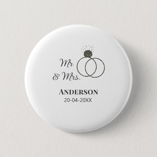 新婦新郎 姓 結婚式の日付 年 結婚記念品 御礼 缶バッジ (正面)