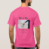 新婦新郎 姓 結婚式の日付 年 結婚記念品 御礼 Tシャツ (裏面)
