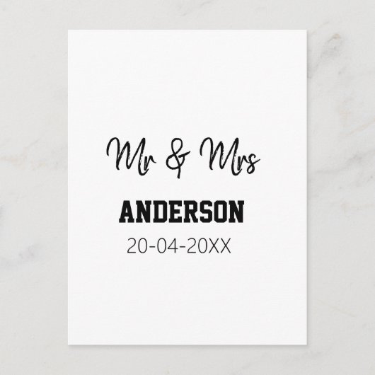 新婦新郎 家族名 日付 年 結婚 記念品 ポストカード (正面)