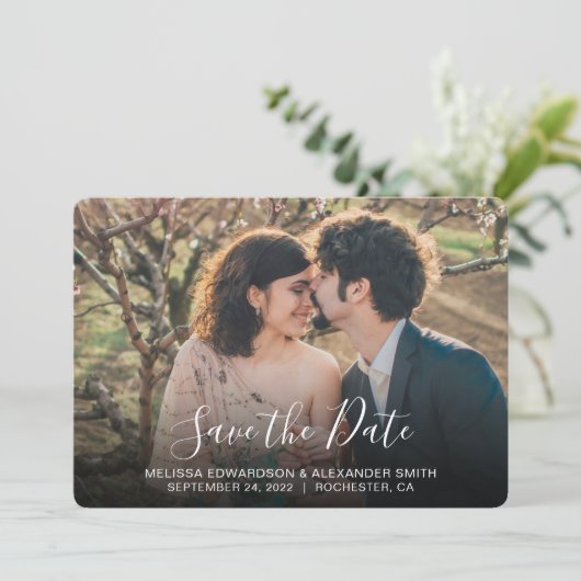 新婦素朴と新郎の写真の結婚式Dateを保存 (スタンド正面)