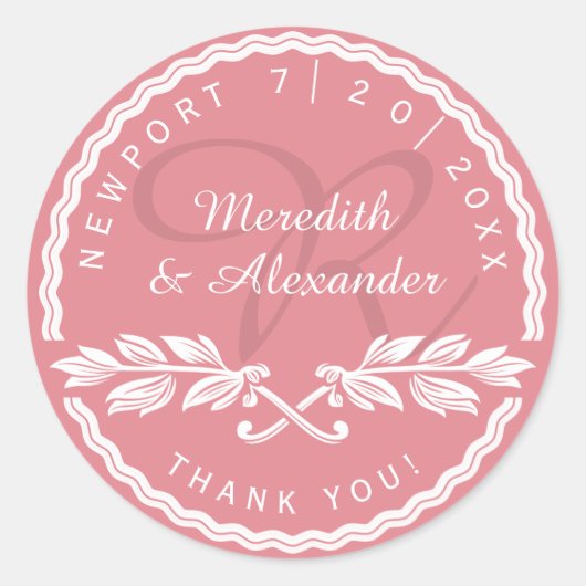 新婦結婚から感謝 ラウンドシール (正面)