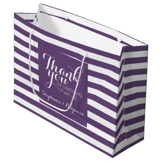 新婦結婚と新郎の名前を付けてありがとう ラージペーパーバッグ (正面アングル)