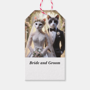 新婦結婚をテーマにした猫のテーマ ギフトタグ