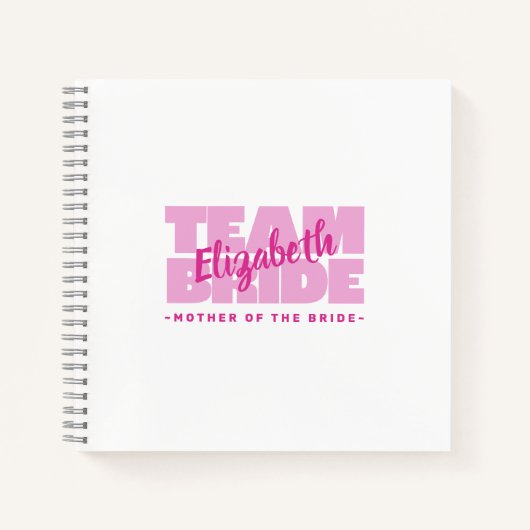 新婦結婚名のチームの母レトロピンク ノートブック (正面)