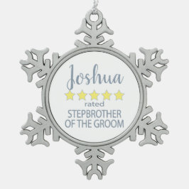 新婦 & ウェディングパーティー 5つ星 新郎の義弟 スノーフレークピューターオーナメント