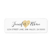 新婦+新郎結婚の |金ゴールドスタイリッシュラブハート ラベル (正面)