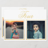 新婦 新郎 年齢 エレガント 上品 ゴールド テーブル ナンバー 招待状 (正面/裏面)