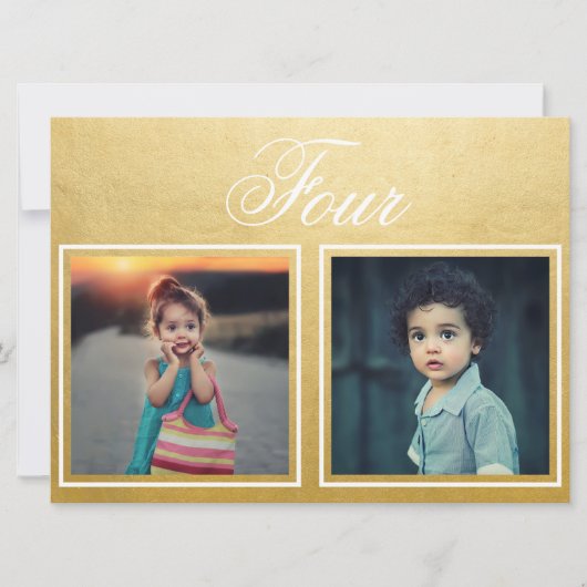 新婦 新郎 年齢 エレガント 上品 ゴールド テーブル ナンバー 招待状 (正面)