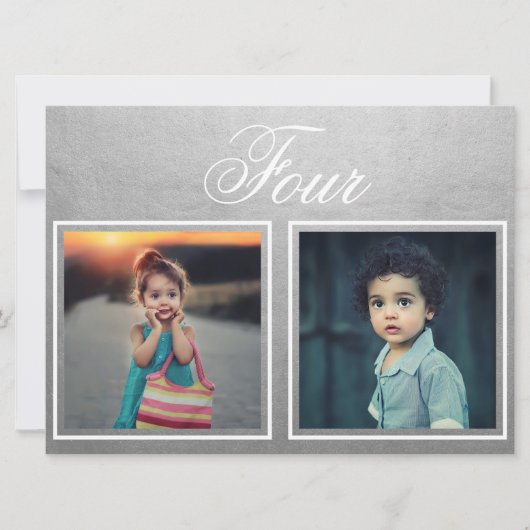 新婦 新郎 年齢 エレガント 上品 シルバー テーブル ナンバー 招待状 (正面)