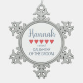 新婦・結婚式の関係者 5 ハート 花婿の娘 スノーフレークピューターオーナメント (正面)