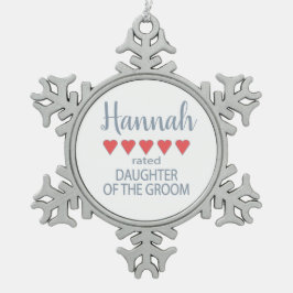 新婦・結婚式の関係者 ５ ハート 花婿の娘 スノーフレークピューターオーナメント