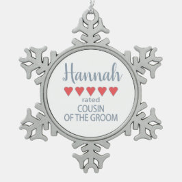 新婦・結婚式の関係者 ５ 新郎の従兄弟 スノーフレークピューターオーナメント