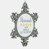 新婦・結婚式 5つ星 花婿の祖母 スノーフレークピューターオーナメント (左)