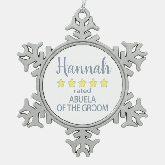 新婦・結婚式 5つ星 花婿の祖母 スノーフレークピューターオーナメント (正面)
