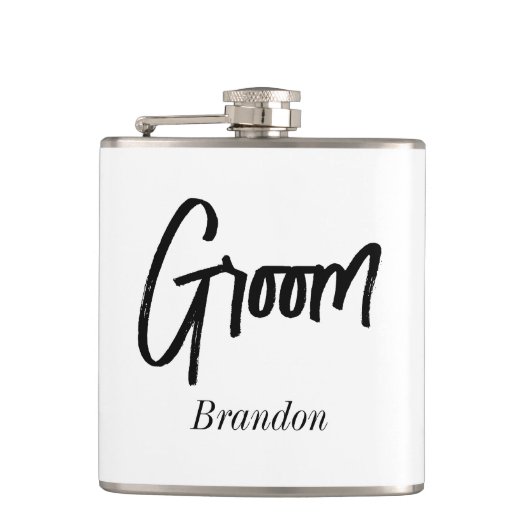 新婦 黒 白 結婚式 フラスク (正面)