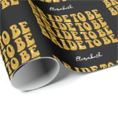 新婦Be金ゴールドグリッター文字Name, Black ラッピングペーパー (ロールコーナー)