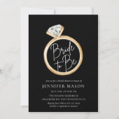 新婦To Be Blackと金ゴールドモダンブライダルシャワー 招待状 (正面)